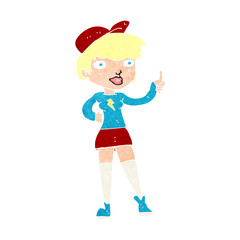 cartoon skater girl giving thumbs up symbol