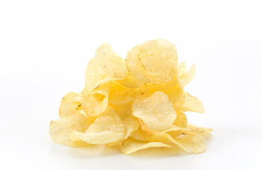 potato chips on white background