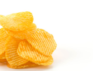potato chips on white background