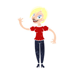 cartoon woman waving