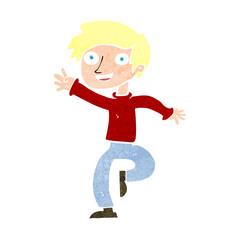 cartoon excited boy dancing