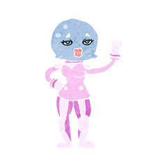 cartoon female astronaut