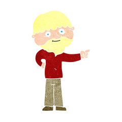 cartoon bearded man pointing