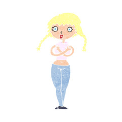 cartoon offended woman covering herself