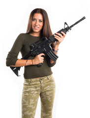 Woman holding a rifle