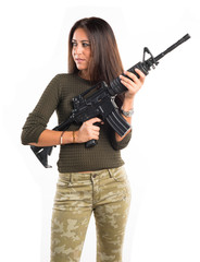 Woman holding a rifle