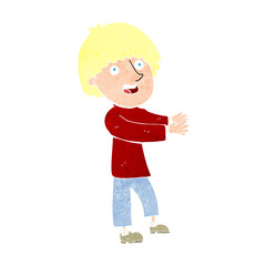 cartoon happy man showing