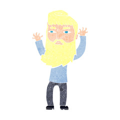 cartoon bearded man waving arms