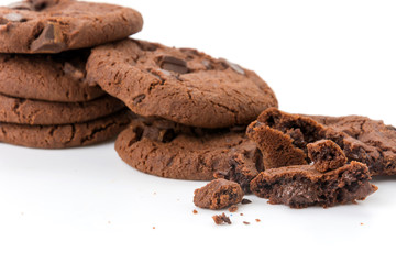 soft dark chocolate brownie cookies on white