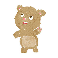 cartoon cute waving teddy bear