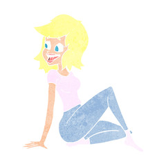 cartoon pretty woman looking happy