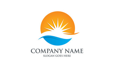 Sun and Beach Logo Image Vector