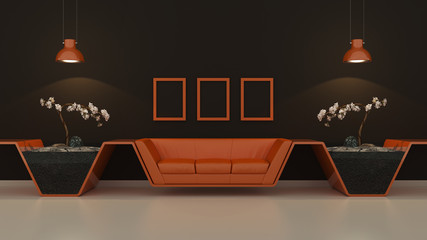 modern interior room 3D with nice furniture inside