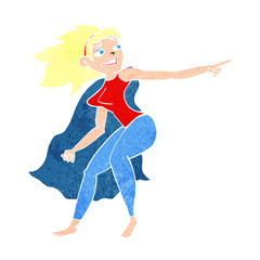cartoon superhero woman pointing