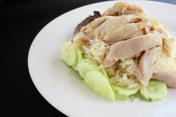 Rice steamed with chicken