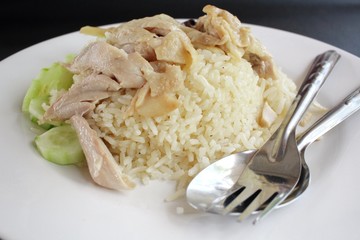 Rice steamed with chicken