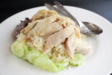 Rice steamed with chicken