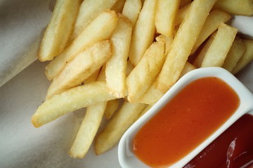 French fries with ketchup