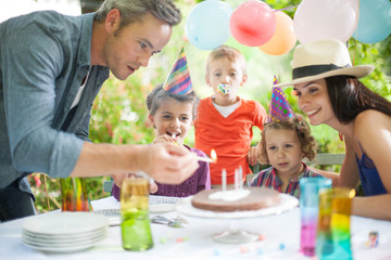garden party with family for little girl's birthday