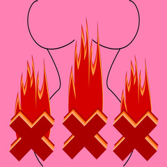 XXX Woman Shape And Fire Vector