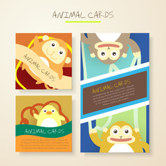 Fototapeta premium lovely cartoon animal characters cards