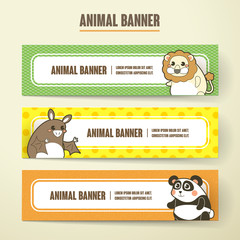 adorable cartoon animal banner collection set