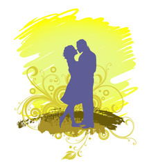 Lovers Kissing Silhouette 
