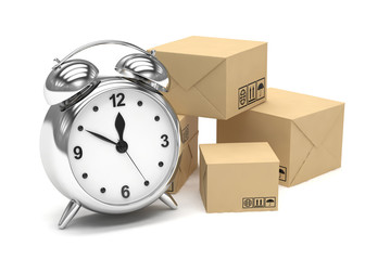 Package and alarm clock, delivery concept