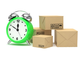 Package and alarm clock, delivery concept