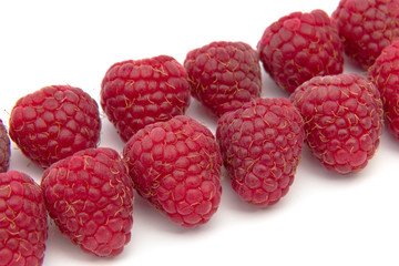 Raspberries isolated on white background