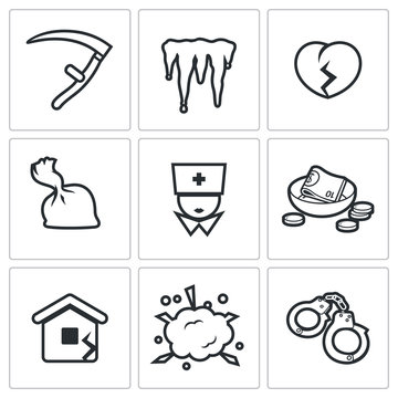 Unhappiness icons. Vector Illustration.