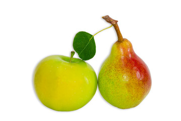 Pear Bartlett and apple on a light background