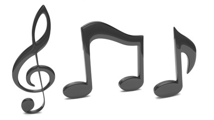 music note 3D, on white