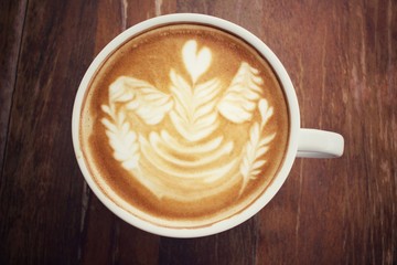 Vintage latte art coffee
