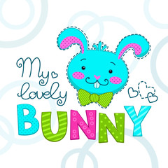 Obraz na płótnie Canvas Funny childish illustration with bunny face
