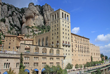 The Benedictine abbey Santa Maria de Montserrat in Monistrol de Montserrat, Spain