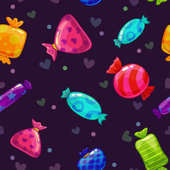 Seamless pattern with bright cartoon candies