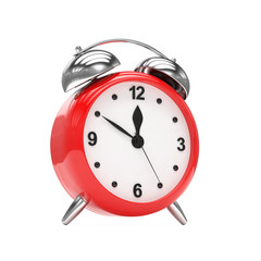 red alarm clock on white