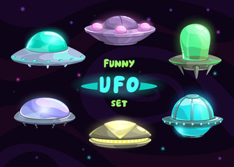 Cartoon fantastic ufo set