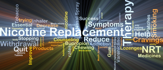 Nicotine replacement therapy NRT background concept glowing - obrazy, fototapety, plakaty