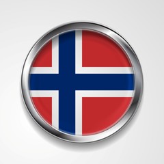 Obraz premium Metal button flag of Norway