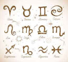 Fototapety  Szkicowe symbole zodiaku