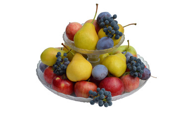 Assorted fruit on white background