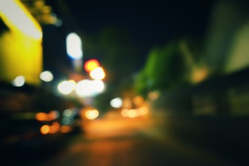 Blurred of car in city at night