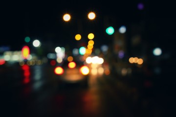 Fototapeta premium Blurred of car in city at night