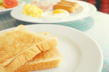 Slice toast bread with breakfast