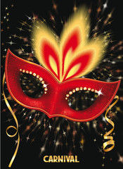 Carnival mask on the firework background