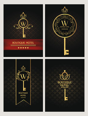 Set of gold boutique hotel cards