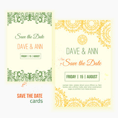 Vintage save the date Invitation card with lace ornament