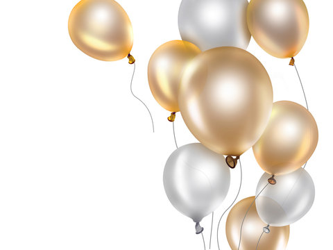 gold and white balloons